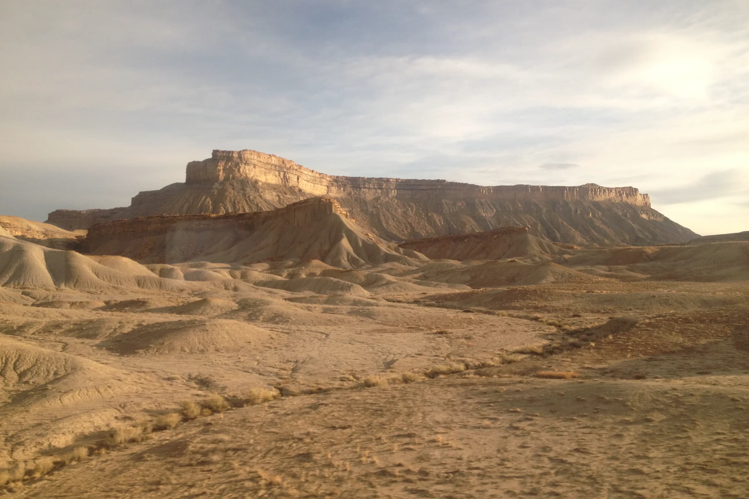 View of Book Cliffs from California Zephyr near Price Utah