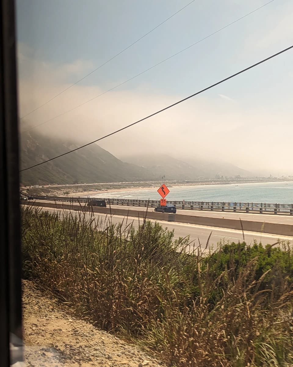 The Pacific Coast Highway seen from the Coast Starlight between Los Angeles and San Francisco